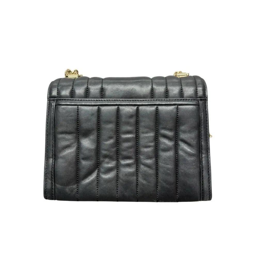 Michael Kors Whitney Black Leather Quilted Chain Convertible Shoulder Bag